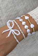 Load image into Gallery viewer, White Bow Knot Heart Shape Faux Pearl Beaded Bracelet Set
