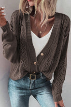 Load image into Gallery viewer, Black Open Knit Drop Shoulder Sweater Cardigan
