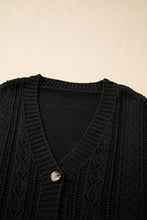 Load image into Gallery viewer, Black Open Knit Drop Shoulder Sweater Cardigan
