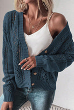 Load image into Gallery viewer, Black Open Knit Drop Shoulder Sweater Cardigan
