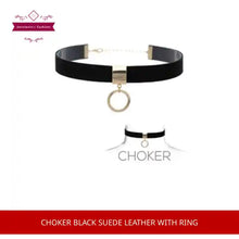 Load and play video in Gallery viewer, Choker Black Suede Leather With Ring by@Outfy
