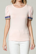 Solid Elastic Sleeves Top