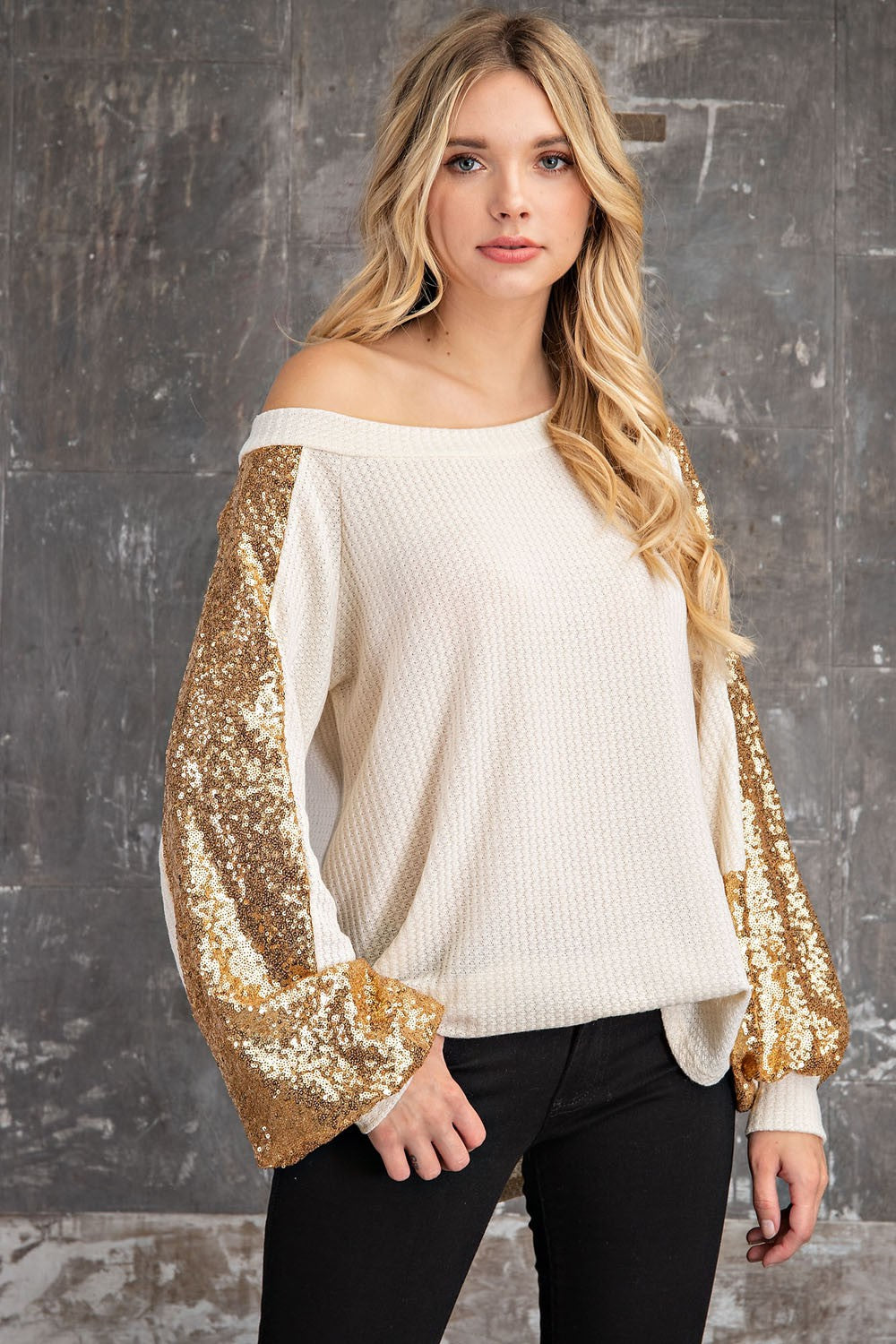 Waffle Knit Tunic Top