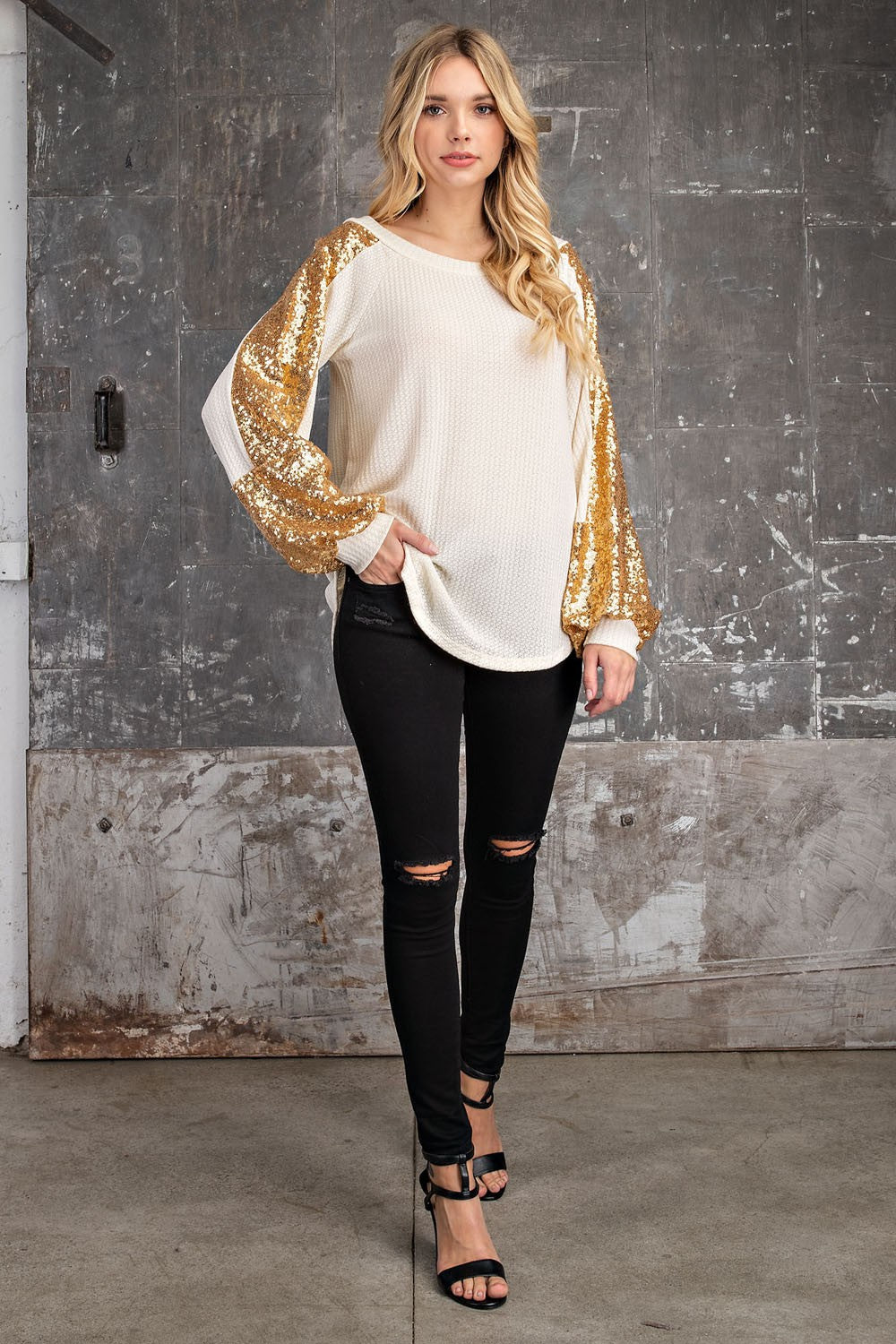 Waffle Knit Tunic Top