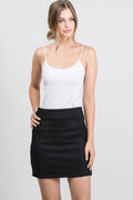 Black Textured Suede H-Line Mini Skirt