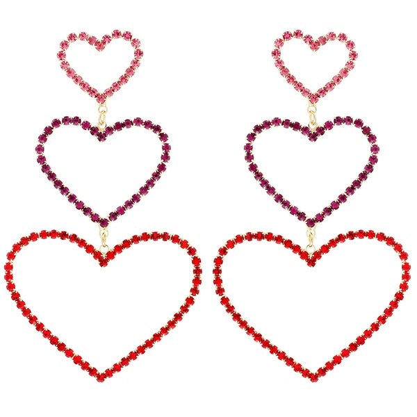 Rhinestone Heart Drop Earrings