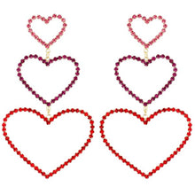 Load image into Gallery viewer, Rhinestone Heart Drop Earrings
