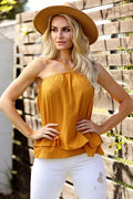Cotton Layered Top with Halter Neck