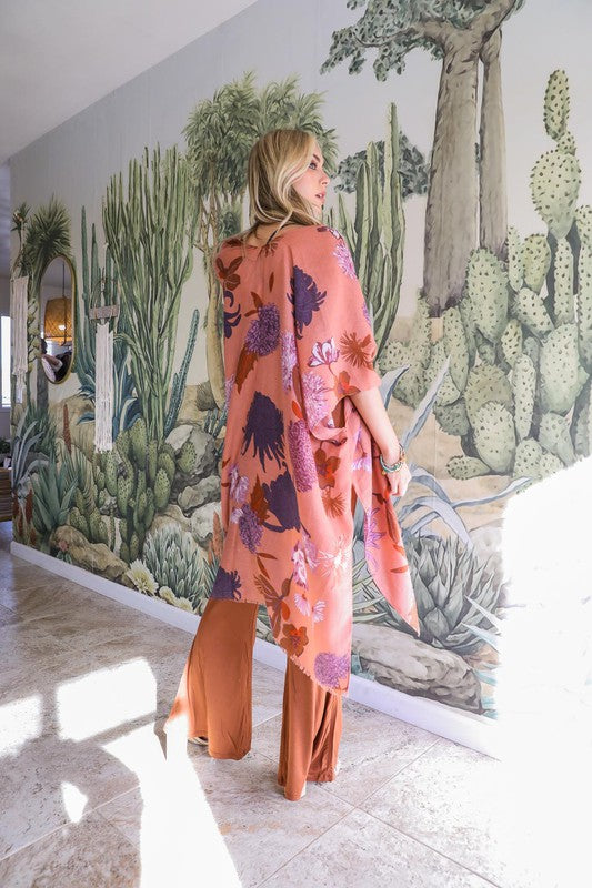 Floral Motif Combo Kimono