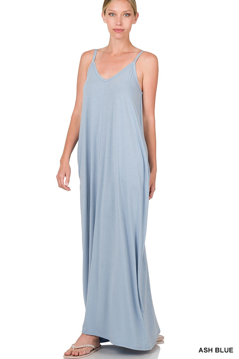 V-NECK CAMI MAXI DRESS
