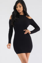 Load image into Gallery viewer, Cold Shoulder Mini Ribbed Dress
