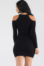 Load image into Gallery viewer, Cold Shoulder Mini Ribbed Dress
