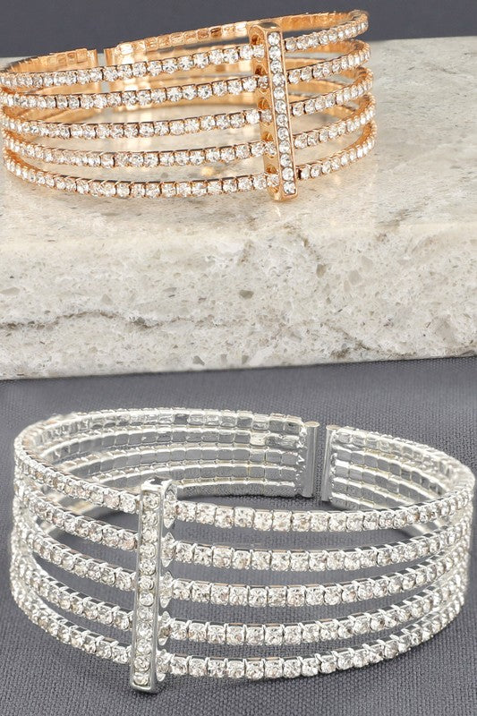 Vertical Bar Crystal Bangle