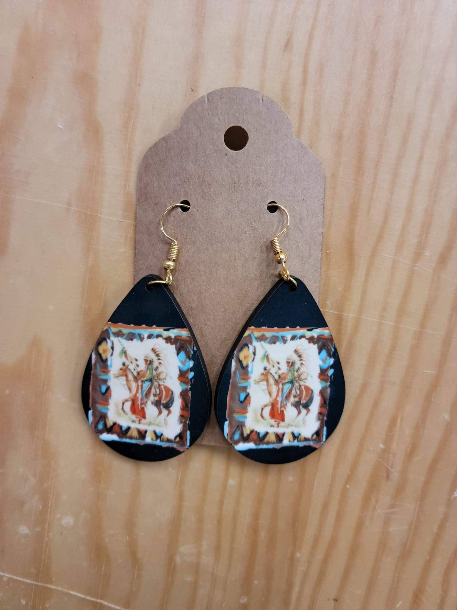 Painted Indian Horse Earrings