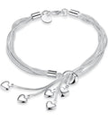 Multi Strand Heart Charm Bracelet