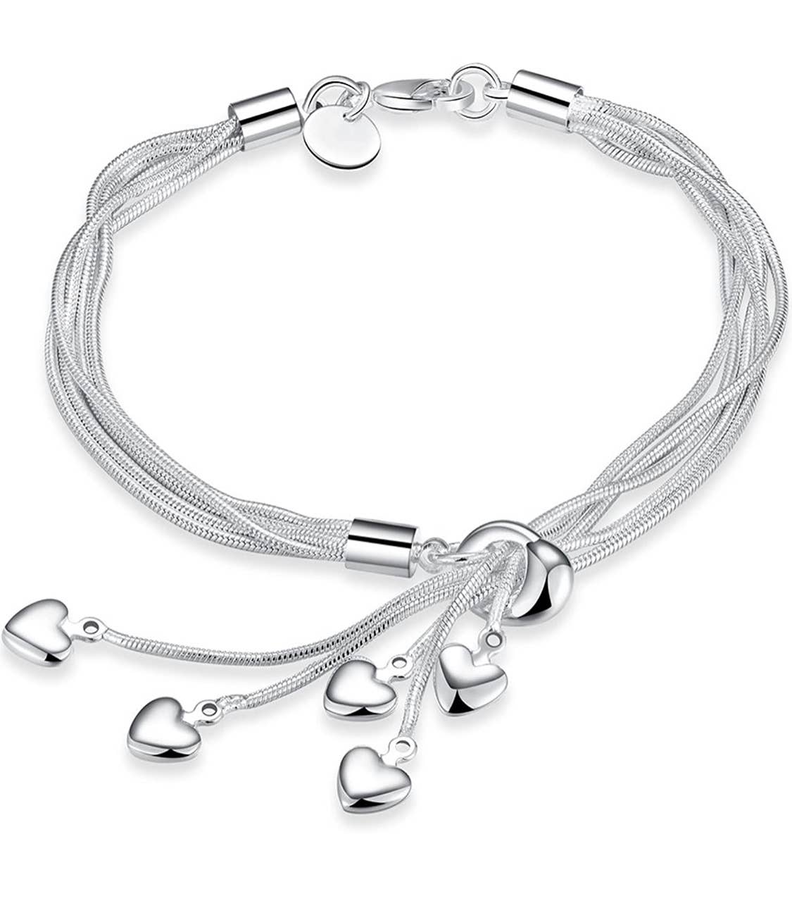 Multi Strand Heart Charm Bracelet