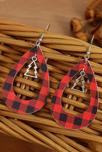 Load image into Gallery viewer, Red Christmas Tree Plaid Teardrop Earrings
