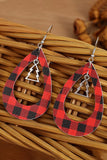 Red Christmas Tree Plaid Teardrop Earrings