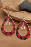 Red Christmas Tree Plaid Teardrop Earrings