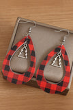 Red Christmas Tree Plaid Teardrop Earrings