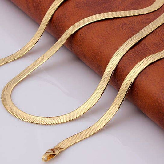 18k Gold Plated Herringbone Flat Chain 20"