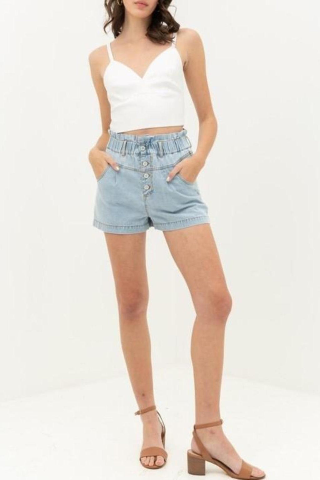 PAPERBAG DENIM SHORTS